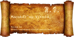 Macskásy Vitold névjegykártya